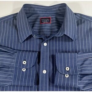 UNTUCKit Gifford Men's XXL Blue & White Striped Wrinkle-Free Button-Down Shirt